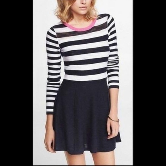 Express Striped Gray and White Color Block Skater Style Dress, Back Zip size S - Picture 12 of 12